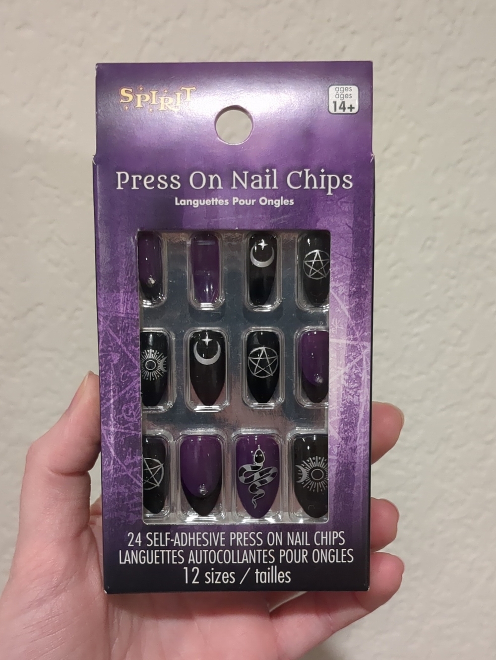 NWT Spirit Gothic Purple and Black Press-On Nail Chips Witch Theme